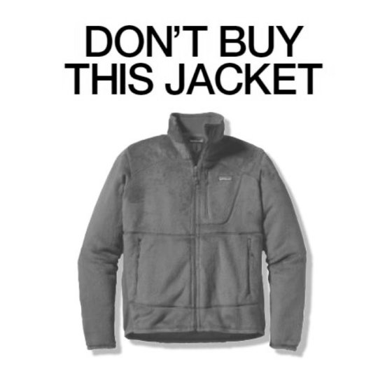 “이 재킷을 사지 마시오(DON’T BUY THIS JACKET)”라는 문구가 적힌 파타고니아 광고.