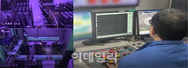 인공지능을 도입한 내화물 불량 검사 장면