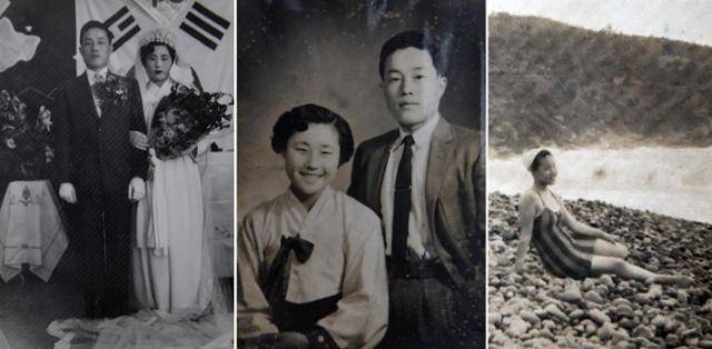 앨범 속 젊은 시절의 ‘엄마’. 그는 남편 최윤식씨와 초등학교 교실을 빌려 혼례를 올렸다. “만국기를 달고 해군 군악대가 와서 팡파르도 울려줬다”고 기억했다. 김정자씨 제공
