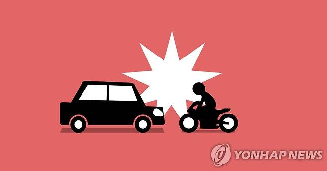 승용차 - 오토바이 교통사고 (PG) [권도윤 제작] 일러스트