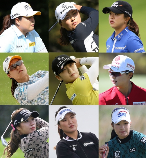 박인비, 고진영, 김세영, 김효주, 이정은6, 유소연, 김아림(사진제공=KLPGA). 박성현, 전인지 프로(사진제공=Getty Images)