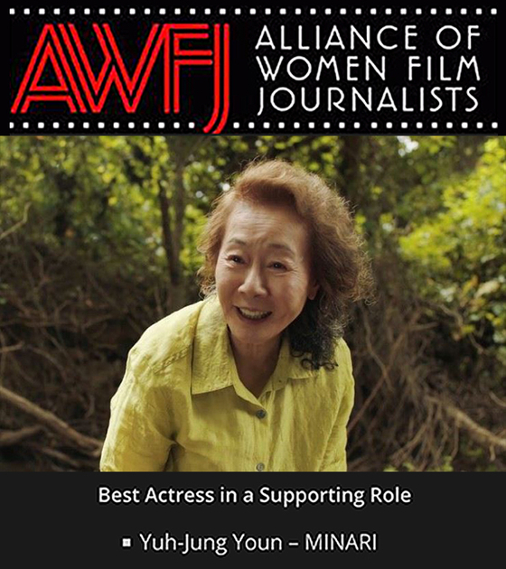 The Alliance of Women Film Journalists awarded Best Actress in a Supporting Role to actor Youn Yuh-jung for her role in "Minari." [PAN CINEMAS]