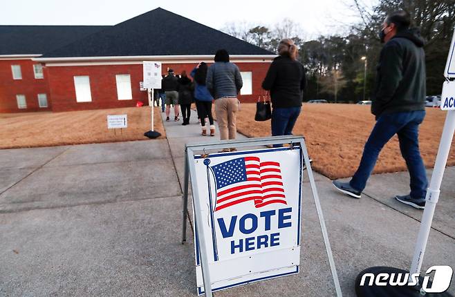 미국 조지아주 매리에타 상원 결선투표 현장. © 로이터=뉴스1