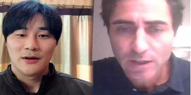 비대면 화상 인터뷰 하는 샌디에이고 김하성(왼쪽)과 A.J. 프렐러 단장. 출처=샌디에이고 파드리스 홈페이지
