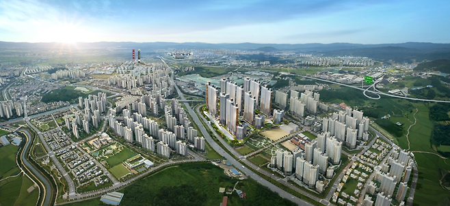 평택 지제역 동문굿모닝힐 맘시티 2차 항공조감도 [사진 = 동문건설]