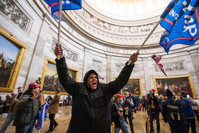 Supporters of US President Donald Trump occupy the US Capitol in Washington, DC, on Jan. 6. (EPA/Yonhap News)