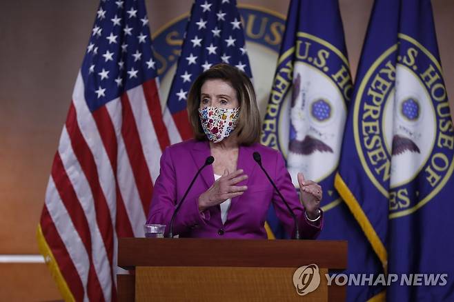 '트럼프 해임' 요구하는 펠로시 미 하원의장 [EPA=연합뉴스]