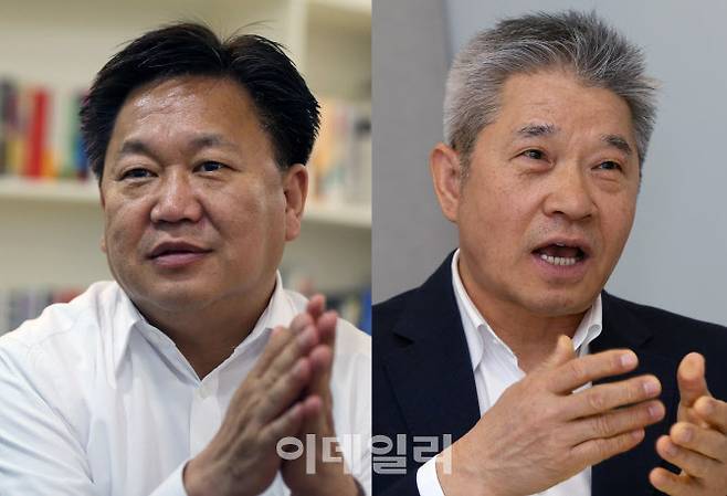 존리 메리츠자산운용 대표(왼쪽)와 강방천 에셋플러스자산운용 회장(사진=이데일리 김태형 기자)