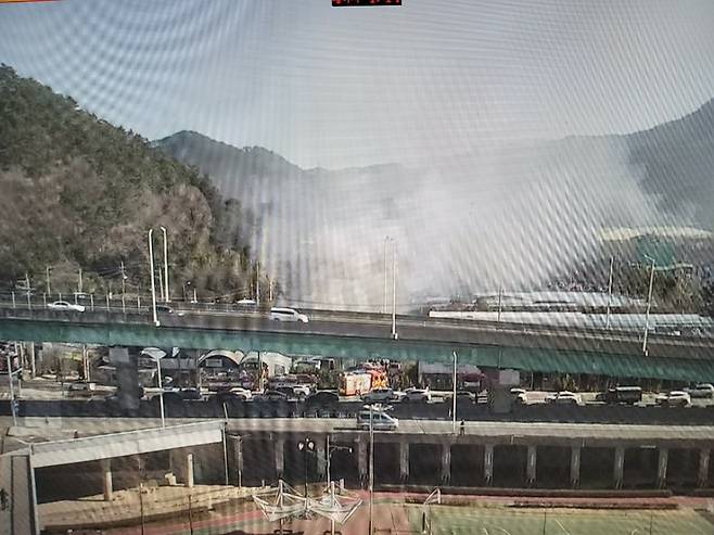 석대화훼단지 화재 [부산경찰청 교통정보센타 화면]