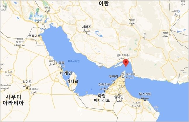 호르무즈 해협(사진 붉은색 표시) 일대 지도 ⓒ구글맵스 캡처