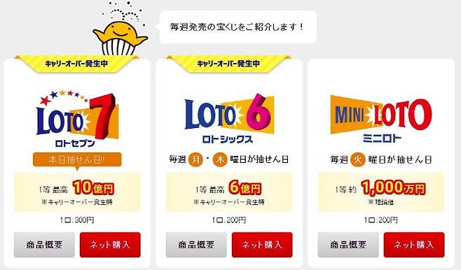 [사진출처 : 일본복권 공식 홈페이지]