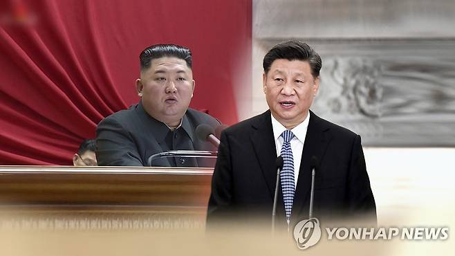 시진핑 중국 국가주석(오른쪽)과 북한 김정은 노동당 총비서 [연합뉴스TV 제공]
