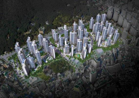 ▲ 부산 동래구 온천4구역을 재개발하는 삼성물산 ‘래미안 포레스티지’ 조감도