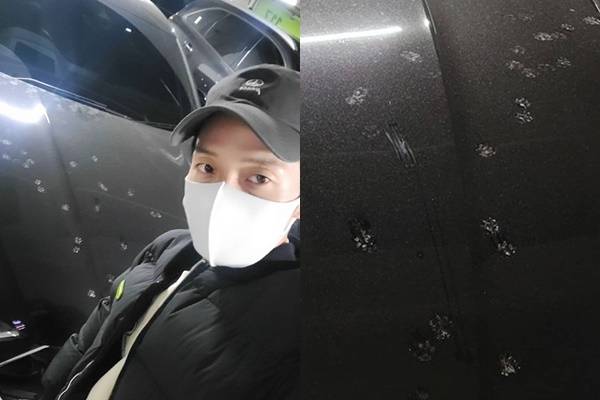 개그맨 허경환이 자동차 테러범의 귀여운 정체를 공개했다. /사진=허경환 인스타그램