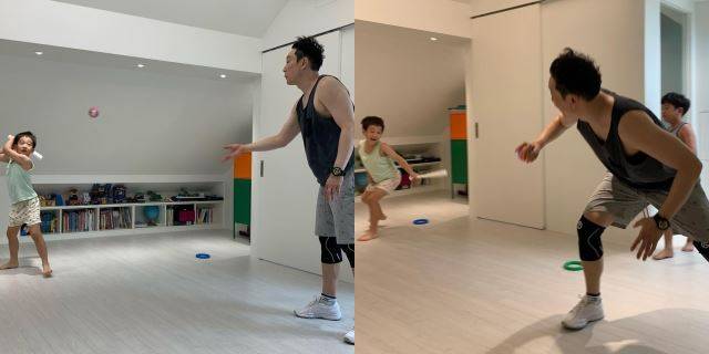 과거 다락방에서 노는 이휘재와 쌍둥이들의 모습. 문정원씨 인스타그램 캡처