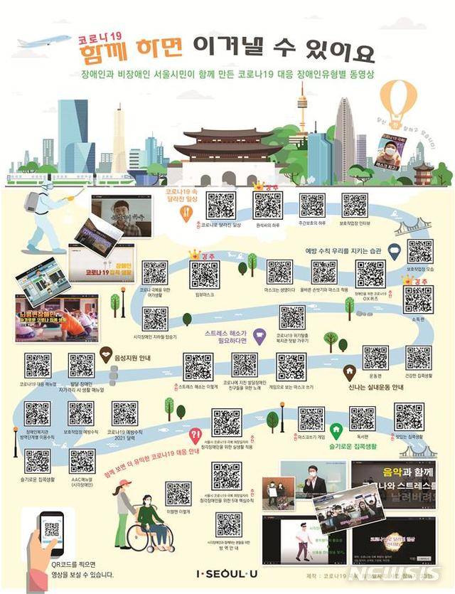 [서울=뉴시스] 코로나 19 극복 테마별 영상 QR포스터. (포스터=서울시 제공) 2021.01.13. photo@newsis.com
