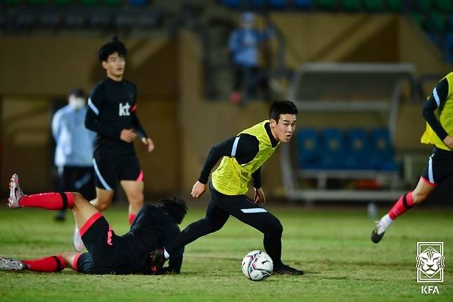 훈련하는 송민규 [KFA 제공. 재판매 및 DB 금지]