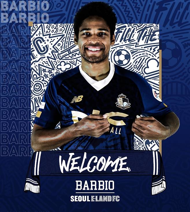 이랜드 유니폼을 입은 바비오 [서울 이랜드 제공. 재판매 및 DB 금지]