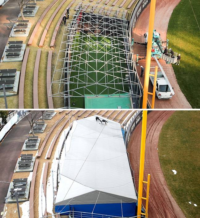 방한, 방풍 시설을 갖춰 실내 시설로 변모한 광주-기아 챔피언스 필드 불펜. 사진=KIA타이거즈 제공