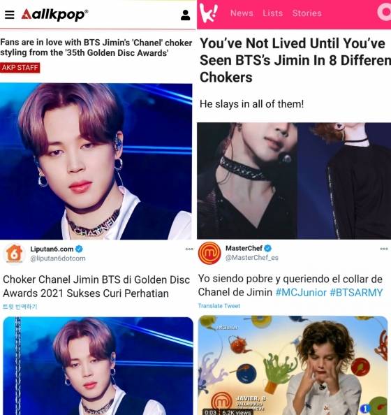 '패션트렌드 주도' 방탄소년단 지민, 매혹의 '초커' 스타일 큰 화제..스페인TV도 '지민 초커'