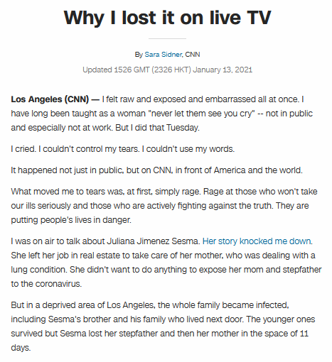 사라 시드너가 올린 기고문 일부. CNN 캡처