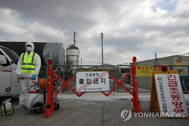 AI가 발생한 가금농장 통제. 연합뉴스