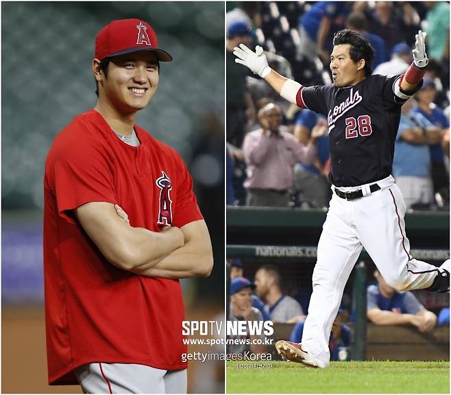 ▲ LA 에인절스에서 한솥밥을 먹게 된 오타니 쇼헤이(왼쪽)와 커트 스즈키.