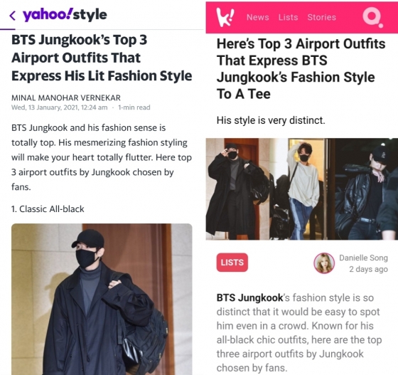 방탄소년단 정국, 해외 팬들이 꼽은 3대 공항 패션.."패션 센스 완전 최고"
