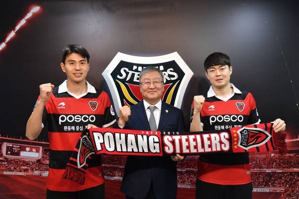 임상협, 최인석 사장, 신광훈(포항). 포항스틸러스 제공