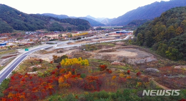 사진 우측 아래 부분, 국민연금공단 연수원 건립 예정부지.