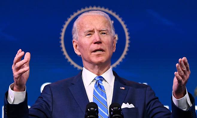 조 바이든 미국 대통령 당선인. 윌밍턴=AFP연합뉴스