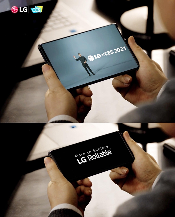 LG전자가 올해 CES에서 5초간 공개한 롤러블폰 ‘LG 롤러블’. 세부적인 스펙은 소개하지 않았다. /LG전자