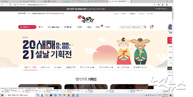충남도 농특산물 온라인 쇼핑몰 농사랑 설맞이 특별 기획전. 농사랑 홈페이지 갈무리