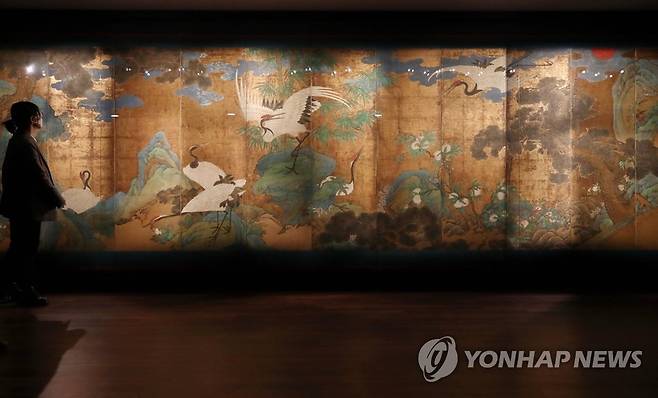 미국 데이턴미술관 소장 금박병풍 '해학반도도' [연합뉴스 자료사진. 재판매 및 DB 금지]