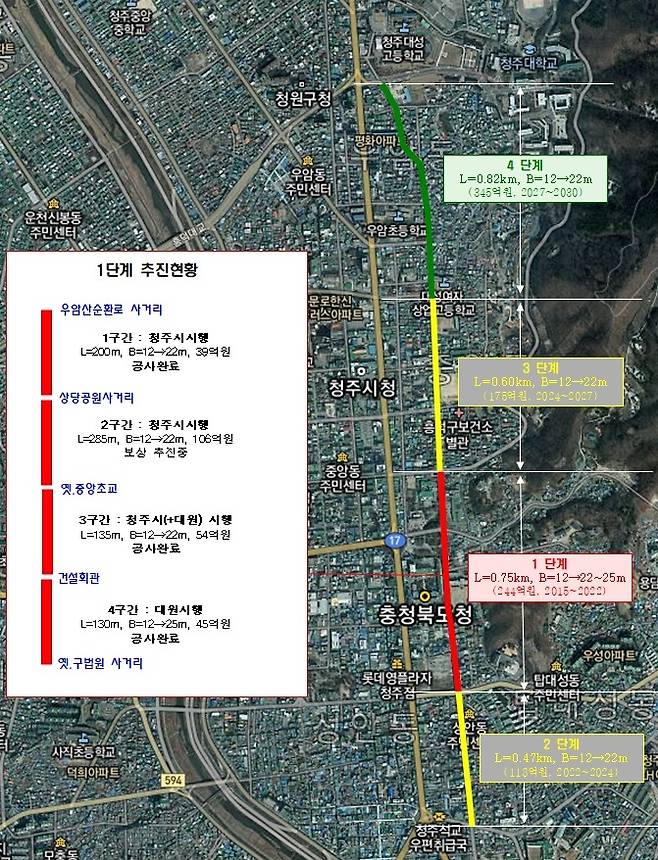 청주 대성로 확장 공사 위치도 [청주시 제공. 재판매 및 DB 금지]