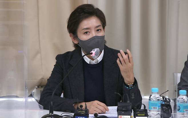 지난 21일 나경원 전 국민의힘 의원이 서울 마포포럼에서 열린 제20차 '더좋은세상으로' 정례 세미나에 발언하고 있다. [연합]