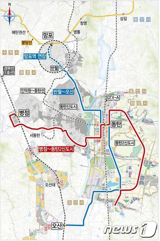 동탄 도시철도 노선도 © 뉴스1