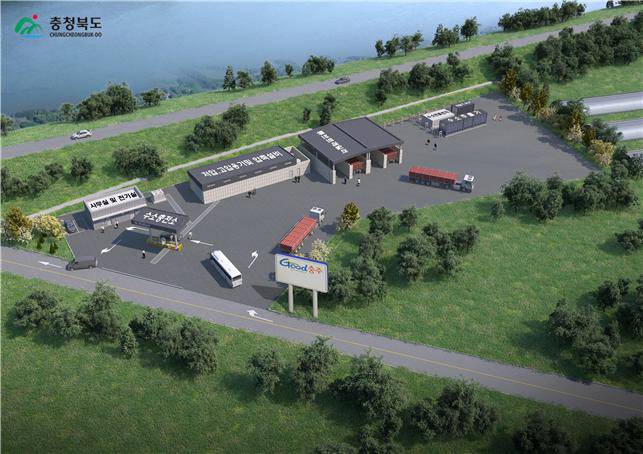 오는 5월 충북 충주시 봉방동 음식물바이오에너지센터 인근에 들어서는 수소융복합충전소 조감도. 충북도 제공