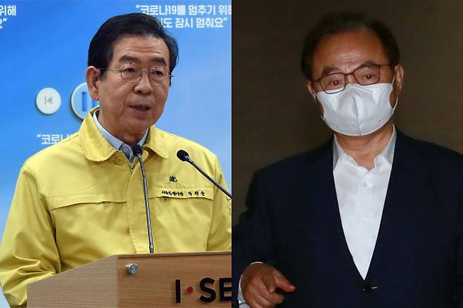 故 박원순 전 서울시장과 오거돈 전 부산시장. 황진환 기자/연합뉴스