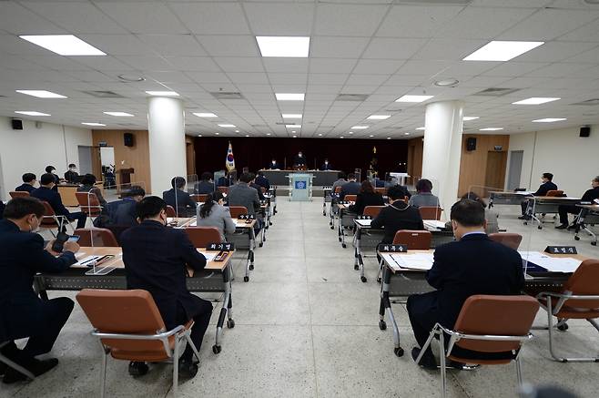 광주 북구의회 임시공간서 본회의 개최 [광주 북구의회 제공. 재판매 및 DB 금지]