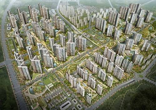리조트 도시 시즌2 왕길역 로열파크씨티 푸르지오 총 1만 3000가구 전체 조감도