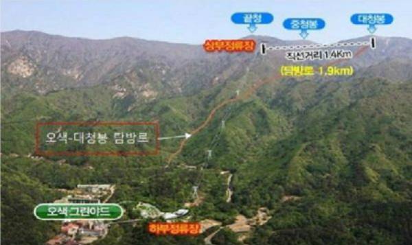 설악산 오색케이블카 노선도. 환경부 제공