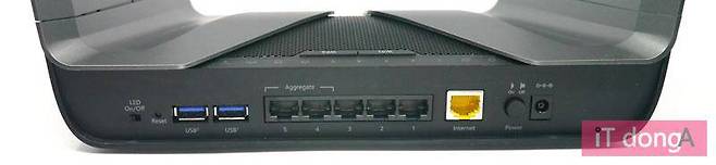 1 WAN + 5 LAN 구성의 후면 네트워크 포트(RAX80)