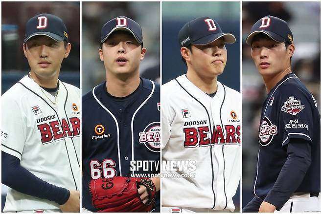 ▲ 왼쪽부터 두산 베어스 홍건희, 박치국, 최원준, 이승진 ⓒ 곽혜미 기자