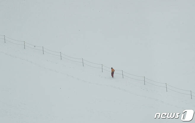 대전 서구 보라매공원에 눈이 쌓여 있다.뉴스1 © News1 김기태 기자