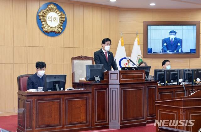 전남 광양시의회 제295회 임시회 제2차 본회의가 28일 열리고 있다.