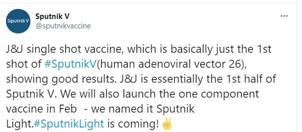 [스푸트니크 V 트위터 계정 캡처]