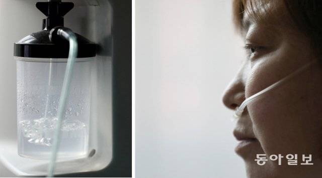 자가 호흡이 어려운 경란 씨는 하루 종일 가정용 산소발생기에 연결된 호스를 코에 꽂고 생활한다. 
송은석 기자 silverstone@donga.com