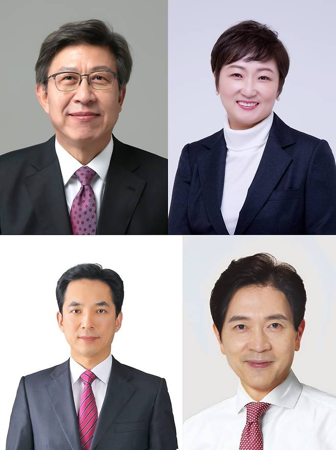 국민의힘 부산시장 보궐선거 본경선 진출자. 왼쪽 위부터 박형준, 이언주, 박민식, 박성훈© 뉴스1