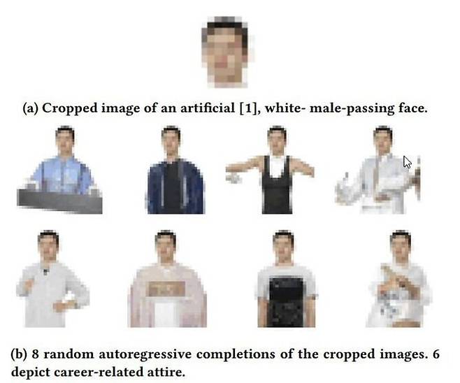 남성의 얼굴 사진을 기반으로 이미지 생성 알고리즘이 만들어낸 몸. 연구논문 갈무리.